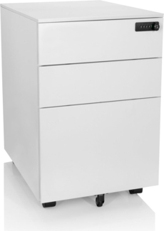 hjh OFFICE 743022 Rollcontainer Color OS I Stahl Weiß Schubladenschrank mit Rollen, A4 Hängeregister, abschließbar