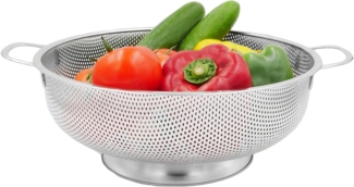 Intirilife Küchensieb, Edelstahl, (1x Küchensieb), Küchen Sieb aus rostfreiem Edelstahl zwei Griffe Nudelsieb Abtropfsieb