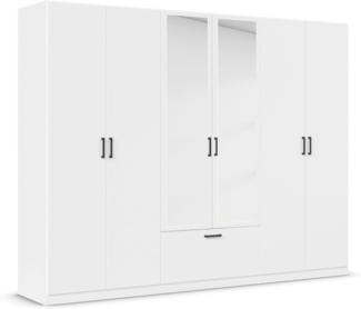 rauch Drehtürenschrank Kleiderschrank Schrank Garderobe Wäscheschrank BARI mit Spiegel mit Schubasten mittig, moderner Griff in Graumetallic MADE IN GERMANY