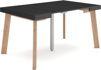 Skraut Home | Ausziehbarertisch | Multifunktionaler ausziehbarer | 140 | Für 6 Gäste | Hölzerne Beine | Moderner Stil | Schwarz