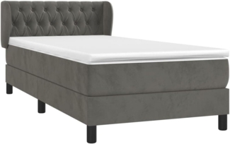 vidaXL Boxspringbett mit Matratze Dunkelgrau 90x190 cm Samt 3127644