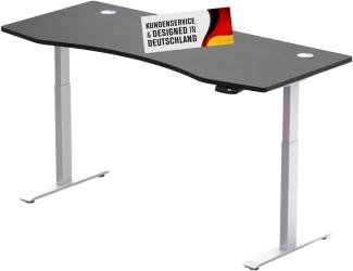 Schreibtisch Höhenverstellbar Elektrisch Mit Memory Funktion Ergonomischer Stehtisch Mit Teleskop Tischgestell 180 x 80 cm Oder 150 x 78 cm (Weiß-Schwarz, 180 x 80 cm)