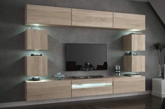 FURNITECH Future C81 Wohnzimmer Wandschrank Mediawand mit Led Beleuchtung Schrankwand Wohnwand Möbel (C81-M-S3 1A (257 cm), Möbel ohne LED)