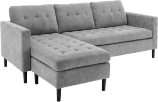 riess-ambiente Ecksofa STOCKHOLM 220cm grau · Big-Couch mit Cordbezug und Federkern, Einzelartikel 1 Teile, 3-Sitzer in L-Form · inkl. Kissen · Ottomane rechts & links · Retro
