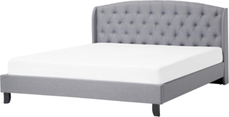 Polsterbett 'BORDEAUX' Leinenoptik mit Lattenrost Grau 180x200 cm