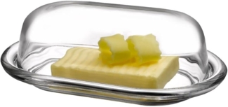 Pasabahce Basic - Butterdose, 19,5x13 cm aus Glas mit Deckel Schale Butterbox