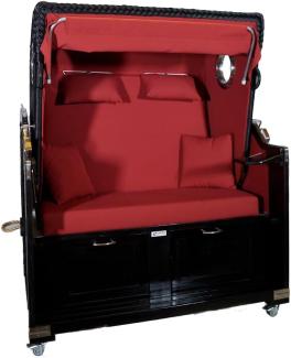 Strandkorb-King Strandkorb Mahagoni XL 2½ Sitzer Schwarz - Rot Sonderedition