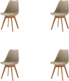 HJhomeheart Esszimmerstuhl 4er Set, Massivholzbeine, Abnehmbares Stuhlkissen, Küchenstuhl, Moderner Stuhl (Beige-4)