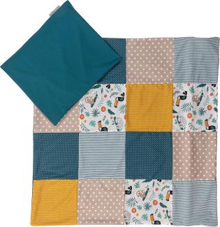 ULLENBOOM ® Babybettwäsche 80x80 cm Dschungel - 2 Teile (komplett): Baby Bettwäsche 80x80 cm & Kissenbezug 35x40 cm, Baby Bettset für das Babybett aus 100% Baumwolle