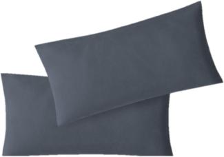 Jersey Kissenbezug, 2er Set, Baumwolle, Anthrazit, 40x60 cm