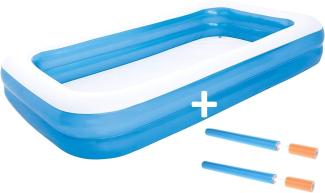 Bestway Pool aufblasbares Planschbecken 305x183x46cm Schwimmbecken + 2X Wasserkanonen 66cm