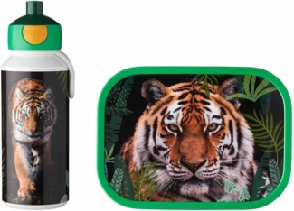 Mepal 'Campus' Lunch-Set mit Pop-up Trinkflasche & Lunch Box, Kunststoff Wild Tiger, 400 ml / 750 ml