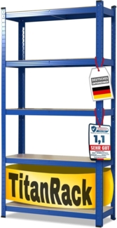 KARAT Schwerlastregal, 180 x 90 x 60 cm Metallregal, Kellerregal, Lagerregal, Steckregal- aus Stahl Metall TÜV/GS-geprüft - 5 verstellbare Böden (blau)