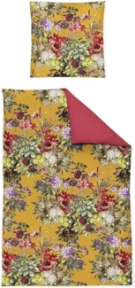Irisette Magic Mako-Satin Bettwäsche 135x200 Blumen Barock ocker Wende 8848-40