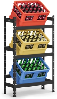 SONGMICS Getränkeregal, 3 Ebenen, Getränkekistenregal, jede Ebene bis 30 kg belastbar, Bierkistenregal, Stahl, Kistenständer, für Küche, Garage, tintenschwarz, GYL001B01
