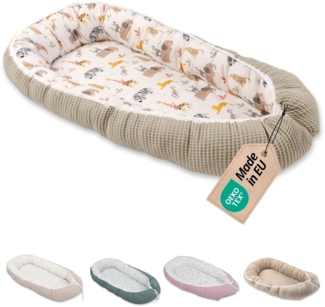 ULLENBOOM ® Bettnestchen Kuschelnest Baby 55x95 cm, kuscheliges Babynest, Made in EU, (1-tlg), Ideal für Neugeborene als Reisebett, Sand Savanne