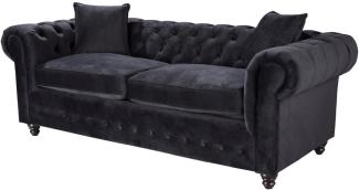 Dekoria Sofa Chesterfield Velvet Onyx 3-Sitzer