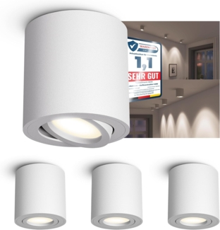 linovum LED Aufbaustrahler CORI Aufbau Deckenstrahler dimmbar weiss schwenkbar LED GU10 6,5W, Neutralweiß