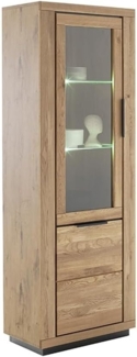 Vitrine >GRENO< in natur geölt, Wildeiche teilmassiv - 72x200x40cm (BxHxT)