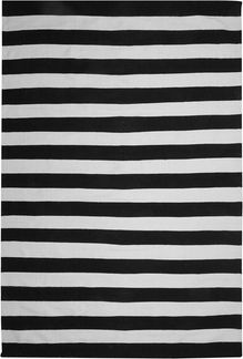 Outdoor Teppich schwarz-weiß 160 x 230 cm Streifenmuster Kurzflor TAVAS