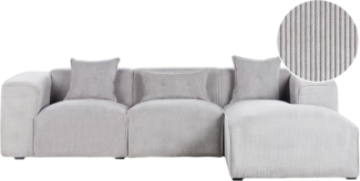 Ecksofa DOLVA Cord Hellgrau Linksseitig