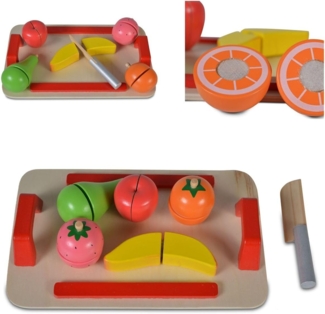 Moni Spielzeug Obst Set 4306 Holz, Brett Messer Spielzeugfrüchte Klettverbindung bunt