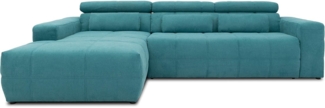 DOMO. collection Brandon Ecksofa, Sofa mit Rückenfunktion in L-Form, Polsterecke Eckgarnitur, 288 x 175 x 80 cm, Polstergarnitur in türkis