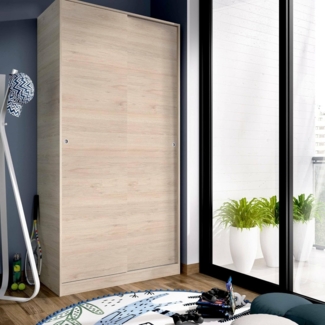 Dmora - Kleiderschrank 2 Türen Kilimangiaro, Kleiderbügel für Schlafzimmer, Mehrzweckschrank, 100x50h204 cm, Eiche