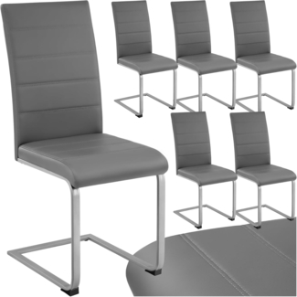 tectake Esszimmerstuhl Set Schwingstuhl (6er Set, 6 St), gepolstert mit Kunstlederbezug