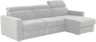 Vente-unique - Ecksofa mit Matratze - Ecke wechselbar - Chenillestoff - Hellgrau - Liegefläche 140 cm - Matratze 14 cm - VIZIR