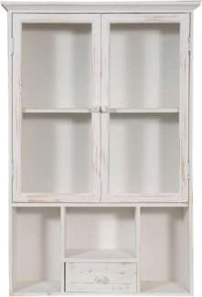 Biscottini Wandschrank aus Holz 90 x 62 x 17 cm | Vitrine Shabby Chic weiß | Badezimmerschrank