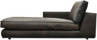Casa Padrino Luxus Echtleder Chaiselongue Rechte Seite Schwarz 186 cm