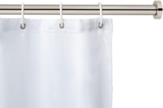 WENKO Duschvorhangstange Luz, Ø 280 mm, ausziehbar, ohne Bohren, geklemmt, Edelstahl, Kunststoff, ohne bohren, 110 - 185 cm, aus rostfreiem Edelstahl