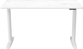 hjh OFFICE Schreibtisch höhenverstellbar, elektrisch 140x70 cm Stand PRO Schreibtisch mit Memory-Funktion, inkl. ergonomischen Modus, Weiß/Marmor