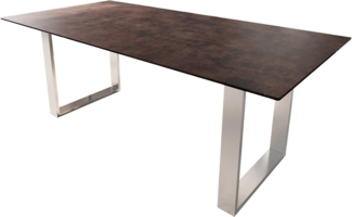 Esstisch Edge 200x100 Glas Antique-braun Edelstahl Schmal