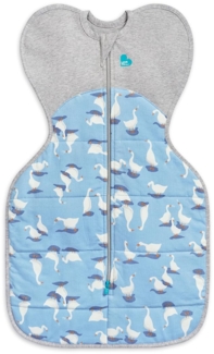 Love To Dream - Swaddle Up Winter Warm Silly Goose Blue - M (6-8,5 kg) - Stufe 1 Pucktuch - 2,5 Tog