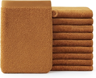 Blumtal Waschhandschuh 10er Set aus Frottee 15x20 cm - weich und saugstark, (Set), mit modischer Bordüre und praktischer Aufhängeschlaufe, 100% Baumwolle