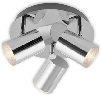 BRILONER Leuchten - Deckenspot, Badleuchte, Badlampe, Deckenleuchte, Strahler dreh- und schwenkbar, 3x LED/GU10, IP44, Chrom, 210x112 mm (DxH), 2731-038, Silber