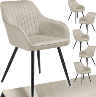tectake Esszimmerstuhl Marilyn (6er Set, 6 St), gepolstert, in Samtoptik, gesteppt