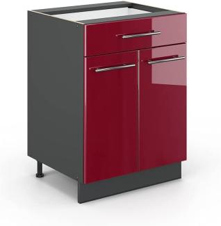 Vicco Schubunterschrank 60 cm Küchenschrank Hängeschrank Küchenzeile Fame-Line (Bordeaux Hochglanz)