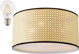 LED Deckenleuchte Wohnzimmer Schlafzimmer Deckenlampe 3 Flammig Rattanoptik