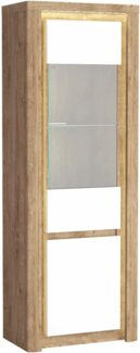 Stylefy Levino Vitrine III Ribbeck Eiche Weiß Hochglanz