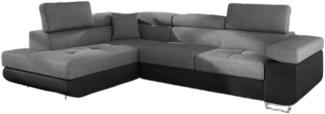 Designer Sofa Tervi mit Schlaf- und Klappfunktion Schwarz/Grau Links