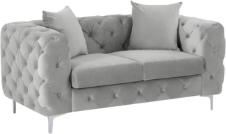 Vente-unique - Chesterfield-Sofa 2-Sitzer - Samt - Hellgrau - EDWINA