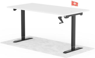 manuell höhenverstellbarer Schreibtisch EASY 160 x 80 cm - Gestell Schwarz, Platte Weiss