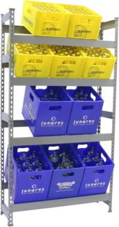 Simonrack Getränkekistenregal, 9 Kästen, Flaschenregal, Getränkekistenhalter, Kistenregal, Weiss - Simonbottle