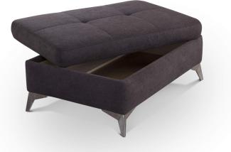 CAVADORE Polsterhocker Lina / Moderner Hocker mit Stauraum und Steppung / 98 x 44 x 68 / Flachgewebe: Dunkelgrau