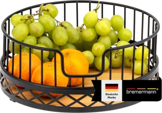 bremermann Obstschale Obstkorb, Obstschale rund, Ø ca. 23,5 cm, schwarz matt, Bambusboden