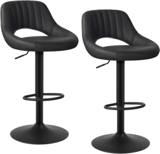 EUGAD 0666BY-2 2X Barhocker Designer Hocker Tresenhocker Bistrohocker 360° drehbar stufenlos höhenverstellbar mit Rückenlehne aus Kunstleder und Stahl Anthrazit