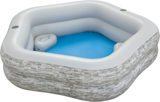 TruPrint™ Family Pool 213 x 206 x 53 cm, Steinwand-Optik (Cremegrau)